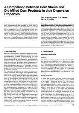 A Comparison Between Corn Starch and Dry Milled Corn Products in Their Dispersion Properties by L