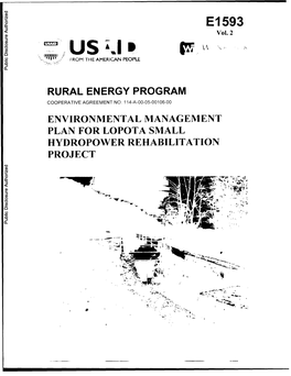 HYDROPOWER REHABILITATION Public Disclosure Authorized PROJECT