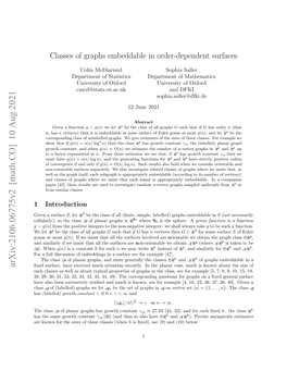 Classes of Graphs Embeddable in Order-Dependent Surfaces