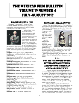 The Mexican Film Bulletin Volume 19 Number 4 July-August 2013
