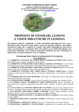 Proposte Di Itinerari, Lezioni E Visite Didattiche in Lessinia