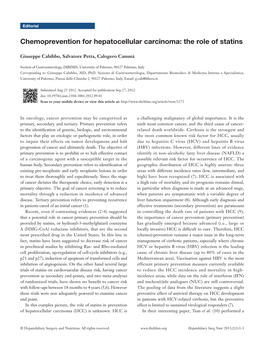 Chemoprevention for Hepatocellular Carcinoma: the Role of Statins