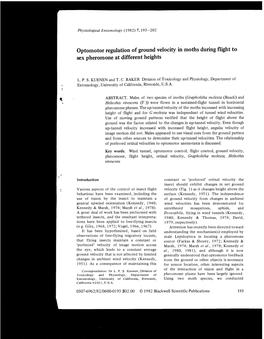 Optomotor Regulation of Ground Velocity in Moths During Flight to Sex Pheromone at Different Heights