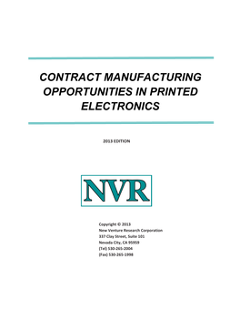 Contract Manufacturing Opportunities in Printed Electronics