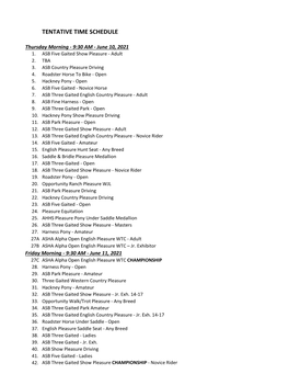 Tentative Time Schedule