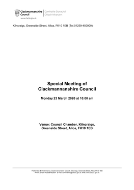 Special Meeting of Clackmannanshire Council