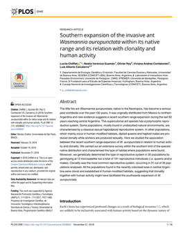 Southern Expansion of the Invasive Ant Wasmannia Auropunctata Within Its Native Range and Its Relation with Clonality and Human Activity