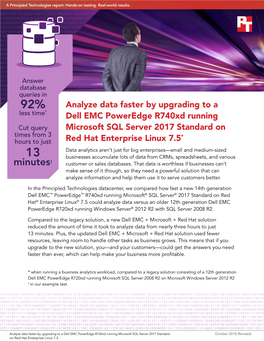 Poweredge R740xd Microsoft SQL 2017 RHEL Business Analytics V2