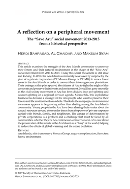 A Reflection on a Peripheral Movement 561