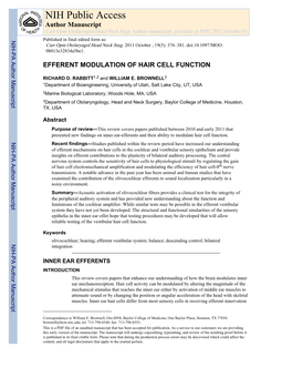 NIH Public Access Author Manuscript Curr Opin Otolaryngol Head Neck Surg