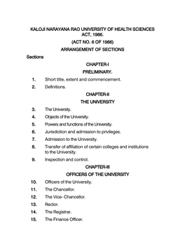 Kaloji Narayana Rao University of Health Sciences Act, 1986