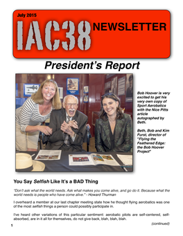 NEWSLETTER President's Report