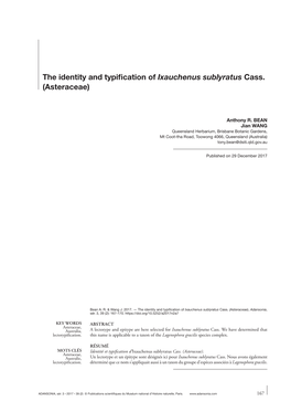 The Identity and Typification of Ixauchenus Sublyratus Cass