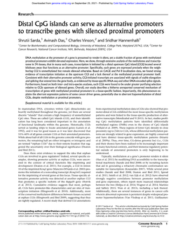 Distal Cpg Islands Can Serve As Alternative Promoters to Transcribe Genes with Silenced Proximal Promoters