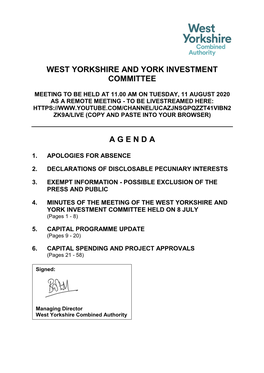 (Public Pack)Agenda Document for West Yorkshire and York