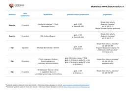 Kalendarz Imprez Grudzień 2018