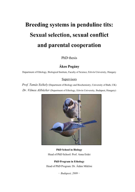 Breeding Systems in Penduline Tits: Sexual Selection, Sexual Conflict and Parental Cooperation