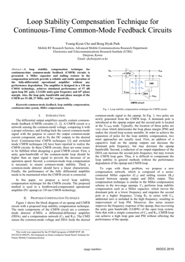 Loop Stability Compensation Technique for Continuous-Time Common-Mode Feedback Circuits