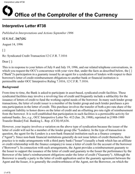 Interpretive Letter #738