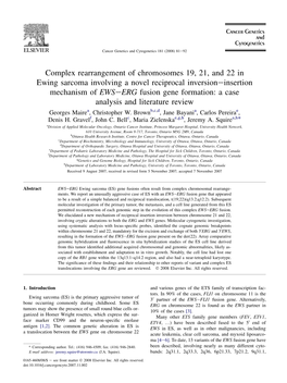 Complex Rearrangement of Chromosomes 19, 21, and 22 In