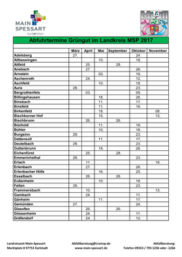 Abfuhrtermine Grüngut Im Landkreis MSP 2017