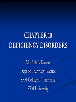 Vitamin Deficiency Disorders