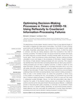 Optimizing Decision-Making Processes in Times of COVID-19: Using Reﬂexivity to Counteract Information-Processing Failures