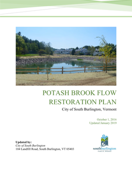 POTASH BROOK FLOW RESTORATION PLAN City of South Burlington, Vermont