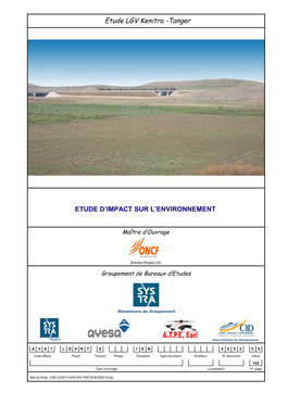 ETUDE D'impact SUR L'environnement Etude LGV Kenitra -Tanger