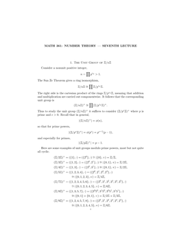 Lecture 7: Unit Group Structure