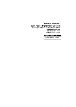 Just Peace Diplomacy Journal International Peace Studies Centre (IPSC) ISSN 2043-9016 (Print) ISSN 2043-9024 (Online)