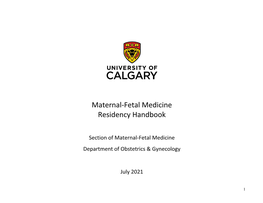 Maternal-Fetal Medicine Residency Handbook