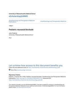 Pediatric Neuraxial Blockade