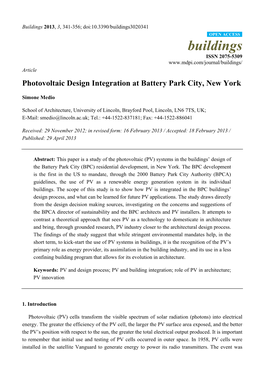 Photovoltaic Design Integration at Battery Park City, New York