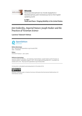 Miranda, 5 | 2011 Jim Endersby, Imperial Nature: Joseph Hooker and the Practices of Victorian S