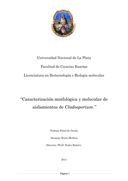 “Caracterización Morfológica Y Molecular De Aislamientos De Cladosporium.”