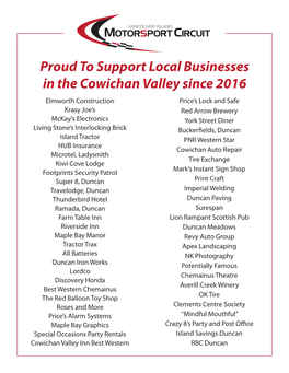 Proud to Support Local Businesses in the Cowichan Valley Since 2016