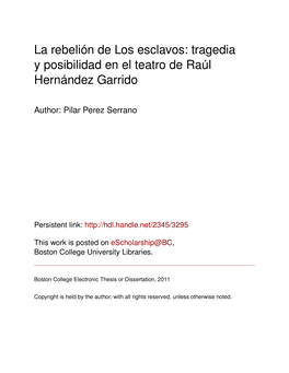 Tragedia Y Posibilidad En El Teatro De Raúl Hernández Garrido