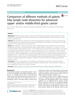 Comparison of Different Methods of Splenic Hilar Lymph Node Dissection