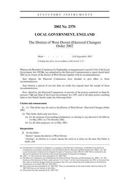 Electoral Changes) Order 2002