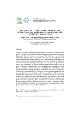 Spectacle of Conservation and Tourism in Protected Areas: Analysis of Management, Issues and Tourist Satisfaction