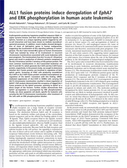 ALL1 Fusion Proteins Induce Deregulation of Epha7 and ERK Phosphorylation in Human Acute Leukemias