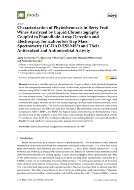 Characterization of Phytochemicals in Berry Fruit Wines Analyzed