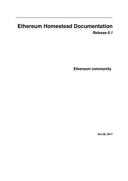 Ethereum Homestead Documentation Release 0.1