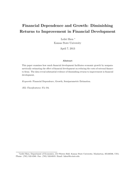Diminishing Returns to Improvement in Financial Development