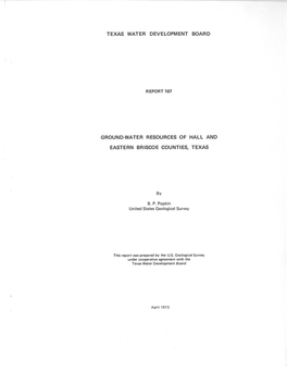 Ground-Water Resources of Hall and Eastern Briscoe Counties, Texas