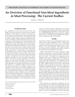 An Overview of Functional Non-Meat Ingredients in Meat Processing: the Current Toolbox