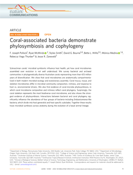 Coral-Associated Bacteria Demonstrate Phylosymbiosis and Cophylogeny