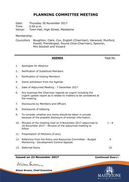 (Public Pack)Agenda Document for Planning Committee, 30/11/2017 18:00