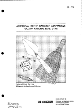 Aboriginal Hunter-Gatherer Adaptations of Zion National Park, Utah